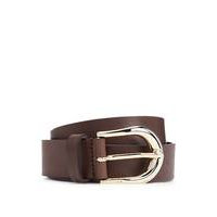 Italian-leather belt with rounded buckle, Hugo boss
