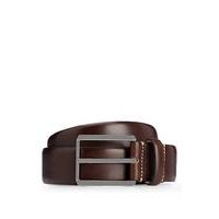 Italian-leather belt with polished gunmetal buckle, Hugo boss