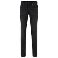 Slim-fit jeans in black super-stretch denim, Hugo boss
