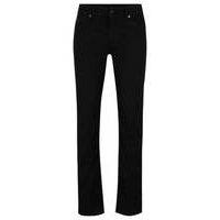 Slim-fit jeans in black comfort-stretch denim, Hugo boss
