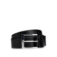 Belt in Italian leather with logo buckle, Hugo boss