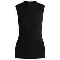 Sleeveless mock-neck top with ribbed structure, Hugo boss