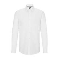 Slim-fit shirt in Italian cotton with jacquard monograms, Hugo boss