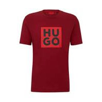 Organic-cotton T-shirt with logo print, Hugo boss