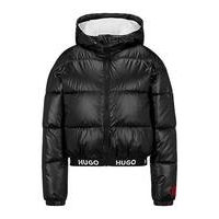 Hooded regular-fit jacket with logo waistband, Hugo boss