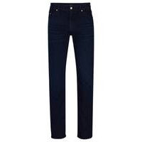 Regular-fit jeans in dark-blue cashmere-touch denim, Hugo boss