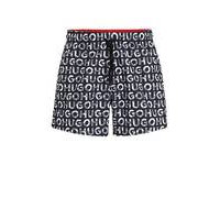 Recycled-material swim shorts with logo print, Hugo boss