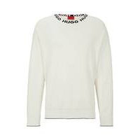Oversized-fit sweater in pure cotton with logo collar, Hugo boss