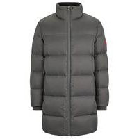 Water-repellent down puffer coat with red logo label, Hugo boss