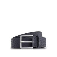 Rubberised-leather belt with monogram print and tonal buckle, Hugo boss