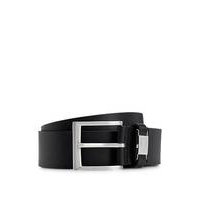 Italian-leather belt with logo keeper and brushed hardware, Hugo boss