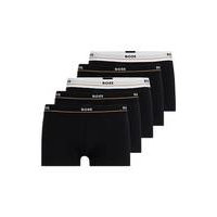 Five-pack of stretch-cotton trunks with logo waistbands, Hugo boss