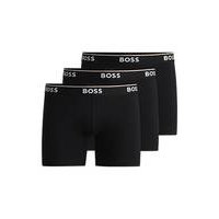 Three-pack of stretch-cotton boxer briefs with logos, Hugo boss