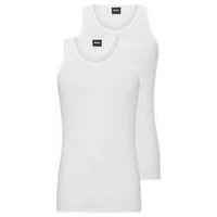 Two-pack of stretch-cotton vests with logo print, Hugo boss