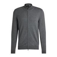 Zip-up cardigan in virgin wool with embroidered logo, Hugo boss