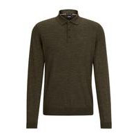 Slim-fit sweater in responsible wool with polo collar, Hugo boss