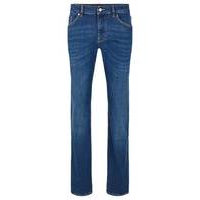 Regular-fit jeans in dark-blue cosy-stretch denim, Hugo boss