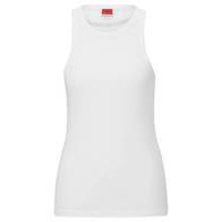 Slim-fit sleeveless top in ribbed cotton, Hugo boss