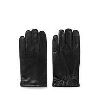 Leather gloves with logo lettering, Hugo boss