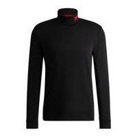 Long-sleeved slim-fit T-shirt with red logo label, Hugo boss
