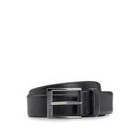 Logo-buckle belt in grained Italian leather, Hugo boss