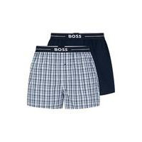 Two-pack of cotton pyjama shorts with logo waistbands, Hugo boss