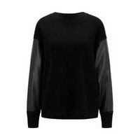 Virgin-wool sweater with faux-leather sleeves, Hugo boss