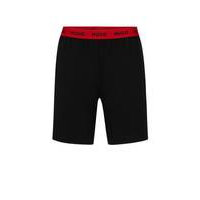 Stretch-cotton pyjama shorts with branded waistband, Hugo boss