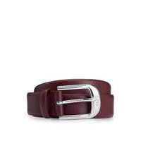 Italian-made grained-leather belt with logo buckle, Hugo boss