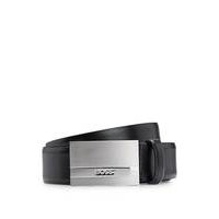 Italian-leather belt with logo-plaque buckle, Hugo boss