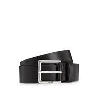 Embossed-leather belt with silver-effect buckle, Hugo boss