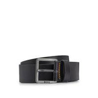 Leather belt with logo-engraved buckle, Hugo boss