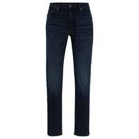 Slim-fit jeans in blue-black stretch denim, Hugo boss