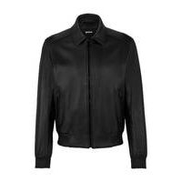 Nappa-leather bomber jacket with wing collar, Hugo boss