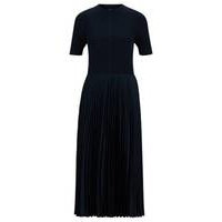 Short-sleeved dress with knitted top and plissé skirt, Hugo boss