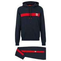 Cotton-terry tracksuit with stripes and stacked logos, Hugo boss