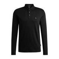 Mercerised-cotton polo shirt with logo patch, Hugo boss