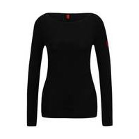 Thermal slim-fit top with red logo label, Hugo boss