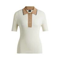 Slim-fit knitted top with metal buttons, Hugo boss