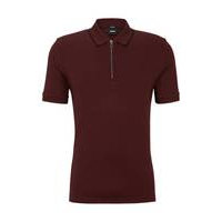 Zip-neck slim-fit polo shirt in interlock cotton, Hugo boss