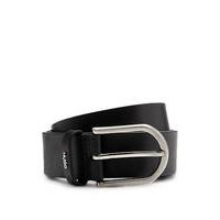 Pin-buckle belt in leather with gold-tone logo, Hugo boss