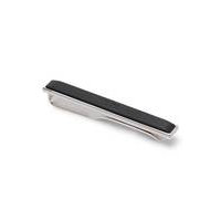 Tie clip with black insert and etched logo, Hugo boss