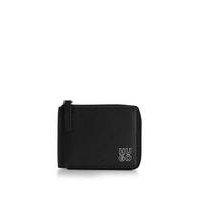 Grained-leather zip-up wallet with stacked logo, Hugo boss