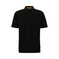 Relaxed-fit cotton-blend polo shirt with waffle structure, Hugo boss