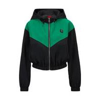 Hooded jacket with colour-blocking and stacked logo, Hugo boss