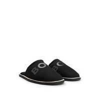 Monogram-logo slippers with rubber outsole and signature stripe, Hugo boss