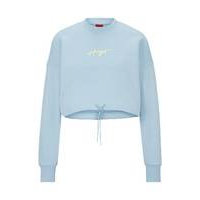 Cropped cotton-terry logo sweatshirt with drawcord hem, Hugo boss