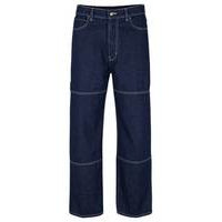 Regular-fit jeans in blue denim with contrast stitching, Hugo boss