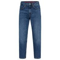 Cropped regular-fit jeans in blue rigid denim, Hugo boss