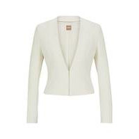 Slim-fit cropped jacket with collarless styling, Hugo boss